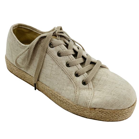 NOT RATED Mateo Cream Natural Canvas Espadrille Platform Sneaker 8 - Picture 1 of 9